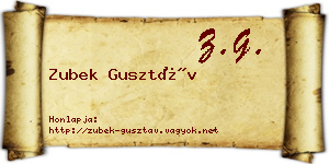 Zubek Gusztáv névjegykártya